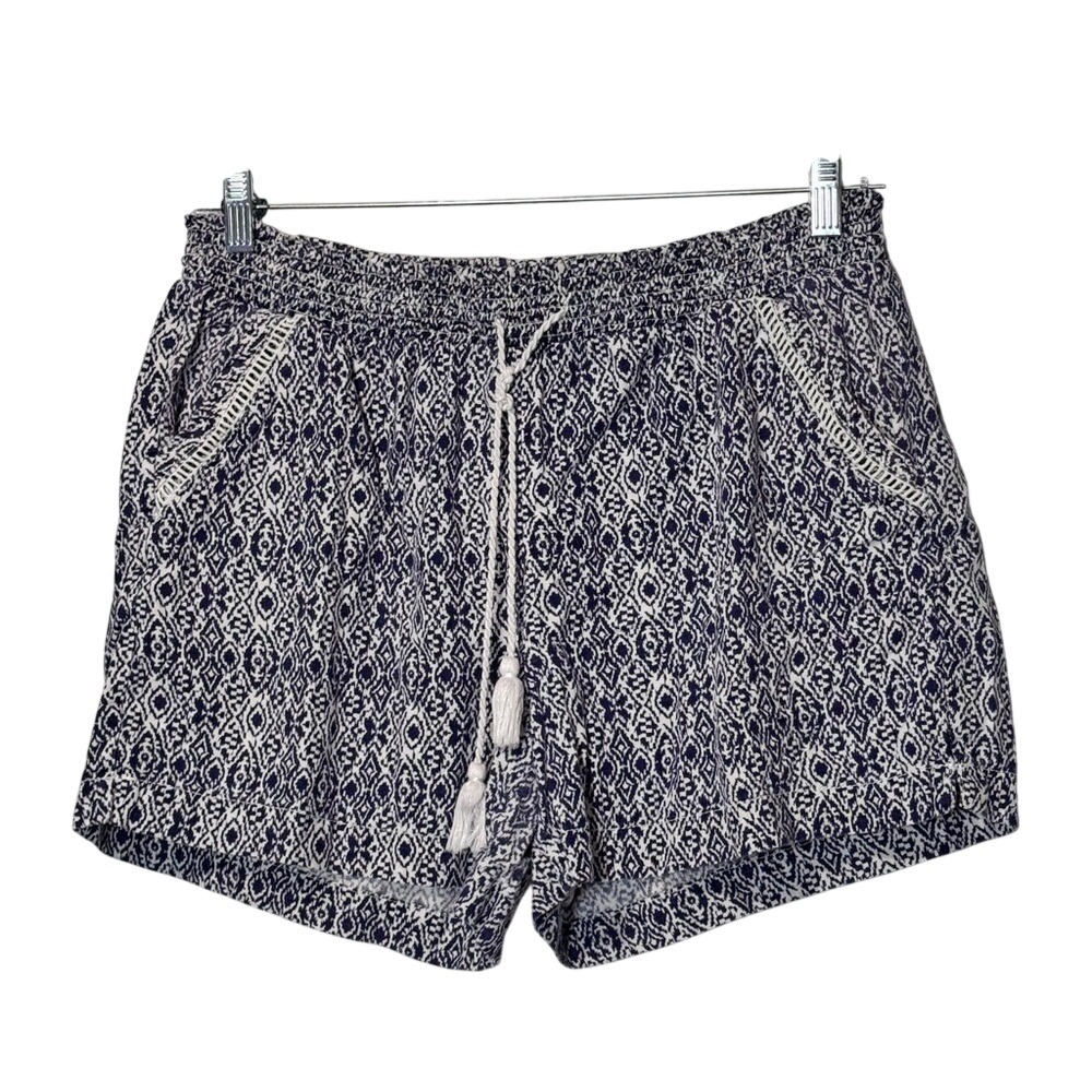 Briggs New York High Waist Blue and White Shorts size XL women's linen blend‎